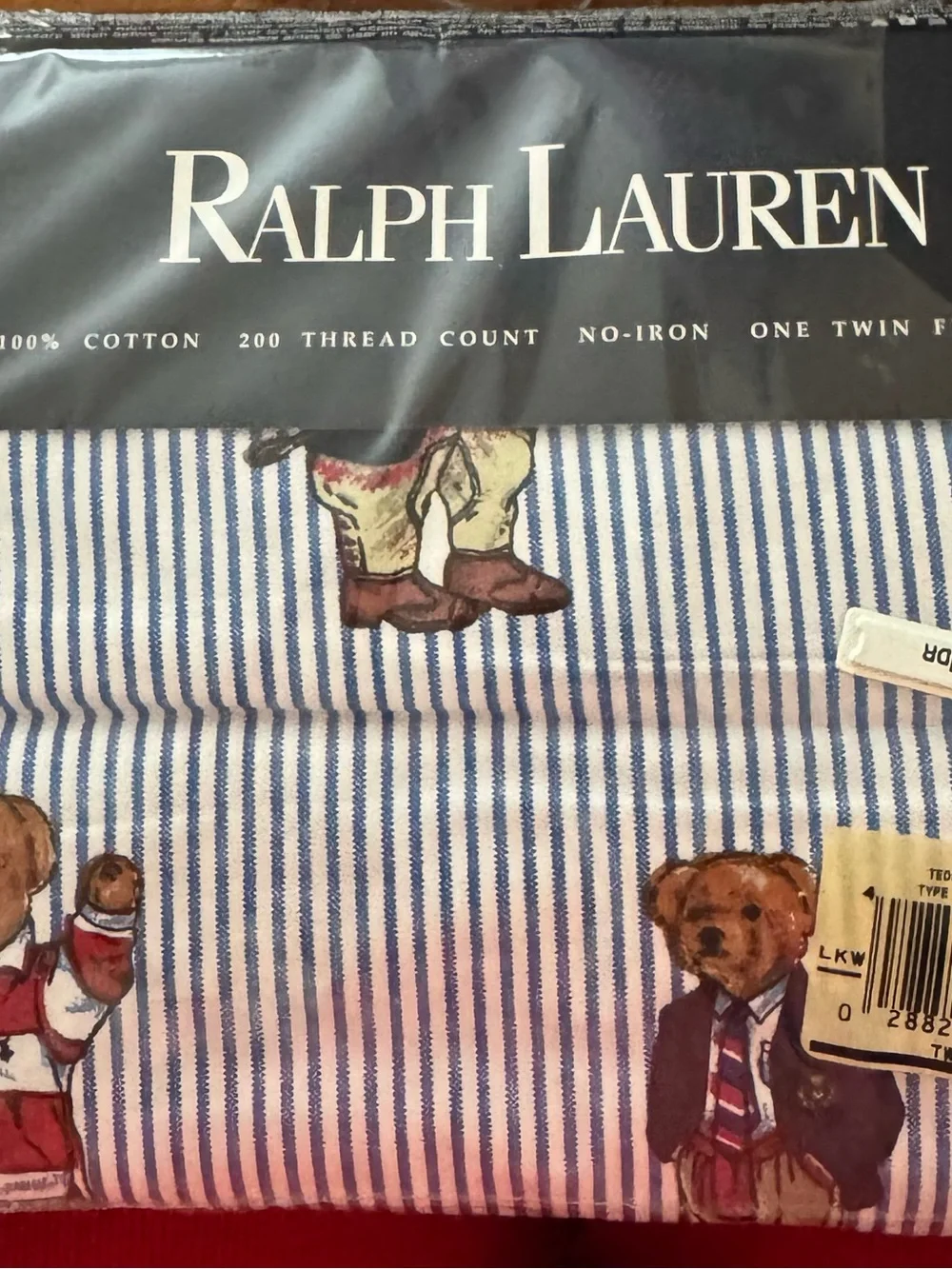 Ralph Lauren Blue & White Striped Teddy Bear Pajama Set